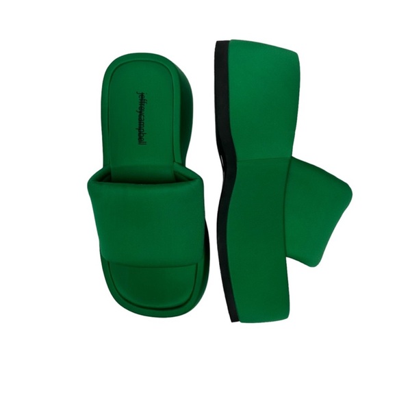 Free People Jeffrey Campbell Text Me Puffy Platform Sandal Green Neoprene 7 - Picture 10 of 11